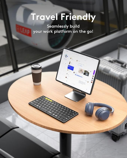 Samsers Full-Size Foldable Bluetooth Keyboard, KF08S Wireless Folding Keyboards with PU Leather Cover, Portable Travel for iPhone iPad Smartphone Tablet Laptop, Android Windows Mac OS, Black