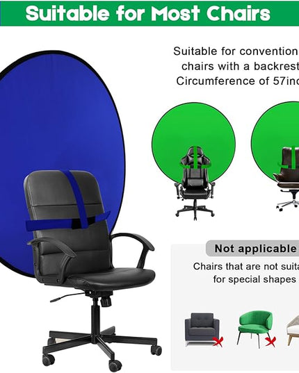 Portable Blue Green Screen Chair, 57 in Greenscreen Backdrop with Stand Double Sided Foldable Green Background, Chroma Key, for Photography Streaming Gaming Photo Zoom Video Chats and Meeting