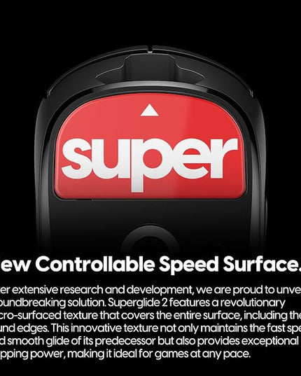 Superglide2 Glass Mouse Skates for Logitech G Pro X Superlight (Red) - Controllable Speed Surface, Polished Edge, Ultra Smooth Durable Gaming Feet