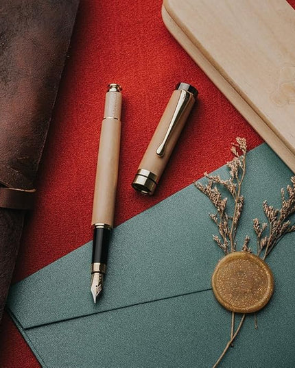 Wordsworth & Black Fountain Pen Set, Luxury Bamboo Wood - Fine Nib, Gift Case; Includes 6 Ink Cartridges, Ink Refill Converter -Journaling, Calligraphy; Drawing, Smooth Writing [Maple Wood]