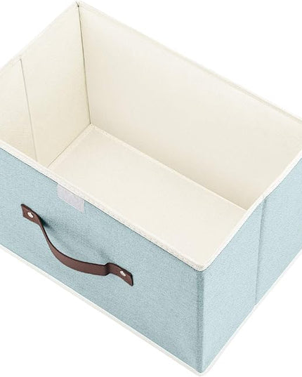 TYEERS Collapsible Storage Boxes, Washable Fabric Storage Bins with Lids, 14.9x9.8x9.8 inches, 3 Pack, Aqua Spring