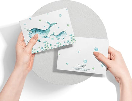 Twigs Paper - Assorted Ocean Animals Greeting Cards - Stationery Cards with Envelopes - Thank You Card - Blank Note Cards - Greeting Cards for All Occasions - Made in USA (5.5 x 4.25, Set of 12)