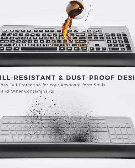 Wireless Keyboard and Mouse Set with Quiet Keys, 2.4G Full Size Ergonomic Keyboard with Wrist Rest, Protective Covers, Soft Touch Silent Design for Windows, Computer, PC and Laptop