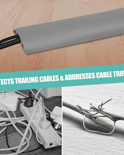Floor Cord Cover Self Adhesive Cord Hider,10FT Cable Management, Extension Strip Protector for Wires, Prevent Cable Trips for Offices, Gyms, Exhibitions Cavity:0.51"(W) x 0.3"(H) Gray