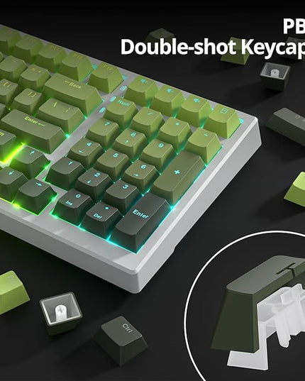 Guffercty kred 135 Key Gradient Keyboard Keycap Set Backlit, OEM Profile-PBT Material-Translucent Characters Compatible with MX Switches(DarkGreen)