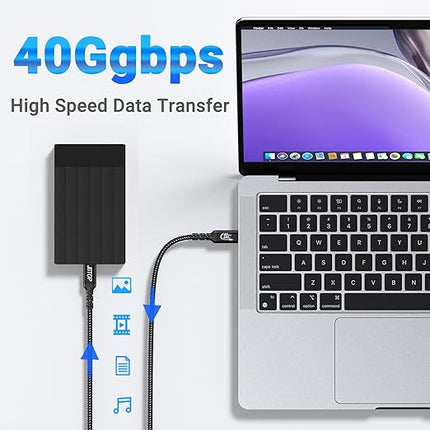 USB 4.0 Cable(1FT, 2packs) Compatible for Thunderbolt 4/3 Cable 40Gbps High Speed Data Transfer 240W, 40Gbps, 8K HD Display Compatible with iPhone 16/15 Pro Max, MacBook, XPS, Surface