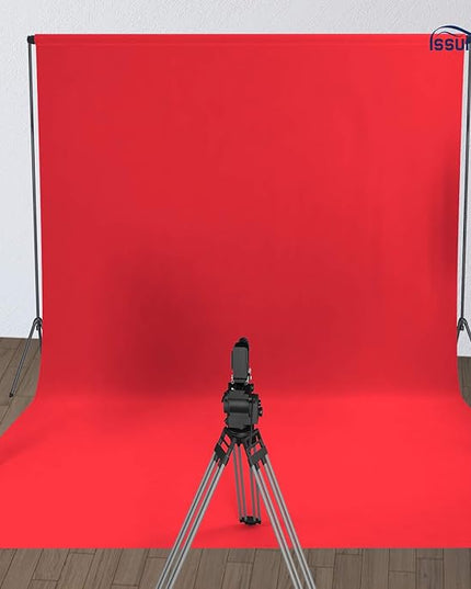 ISSUNTEX 6X9 ft Background Muslin Backdrop, Photo Studio, Collapsible High Density Screen for Video Photography and Television-Red