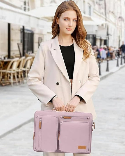 MOSISO 360 Protective Laptop Case 13.3 inch, 13-13.3 inch Laptop Sleeve Compatible with MacBook Air/Pro 13 / Pro 14,HP Dell Acer ASUS,Side Open Carrying Case with 4 Zipper Pockets&Handle, Pastel Pink