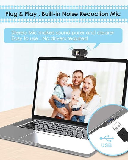 ToLuLu 1080P Webcam with Microphone, HD Webcam Web Camera with Tripod Stand, Widescreen USB Computer Camera, Streaming Mic Web cam for Online Calling/Conferencing,Facetime/YouTube Desktop Laptop PC