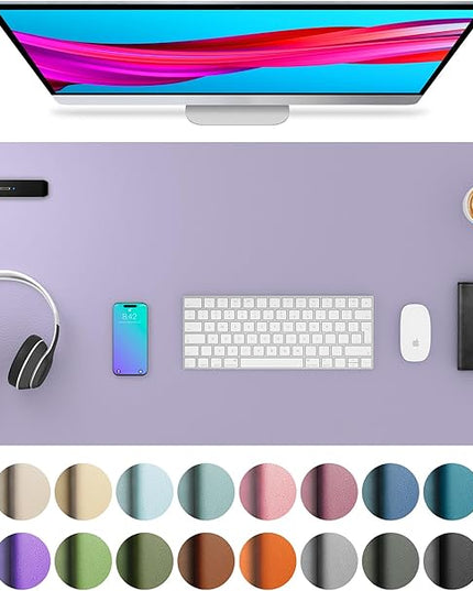 Aothia Leather Desk Pad - Protector and Blotter, Mouse Pad and Office Mat, Non-Slip PU Leather Laptop Desk Pad, Waterproof Writing Pad for Office and Home (36" x 17", Lavender)