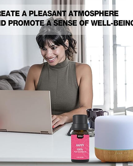 MISIJI Well-Being Essential Oils Set-Essential Oils for Diffuser for Home,Essential Oils Diffuser Scents for Skin,Aromatherapy,Laundry,Candle&Soap Making,Humidifiers 6 X 10ML