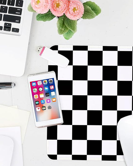 Black and White Checkered Square Mouse Pad,Non-Slip Rubber Base Mouse Pad, Home Office Decoration Desktop Accessory,Laptop Mouse Pad for Office Laptops,9.4x7.8x0.12in.
