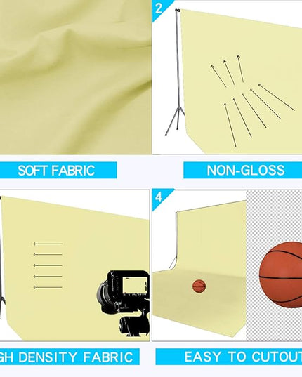 ISSUNTEX 6X9 ft/1.8X2.7 Meters Beige Background Photo Backdrop, Photo Studio, Collapsible High Density Screen for Video Photography and Television