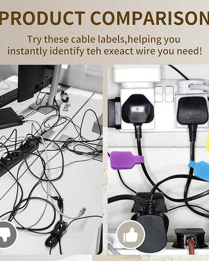 32 Pcs Cable Labels, Write On Cord Labels Tags for Electronics, Wire Markers Electrical, Reusable Large Size Plastic Label for Charging Cords Management and Identification