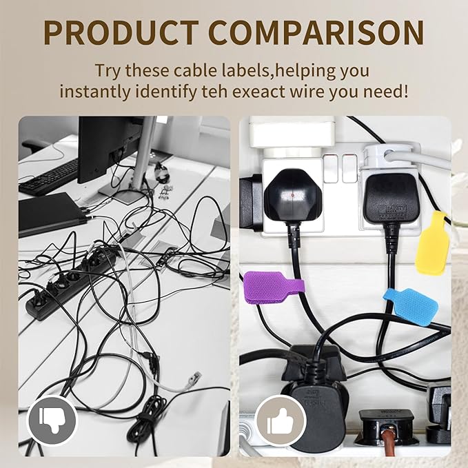 32 Pcs Cable Labels, Write On Cord Labels Tags for Electronics, Wire Markers Electrical, Reusable Large Size Plastic Label for Charging Cords Management and Identification