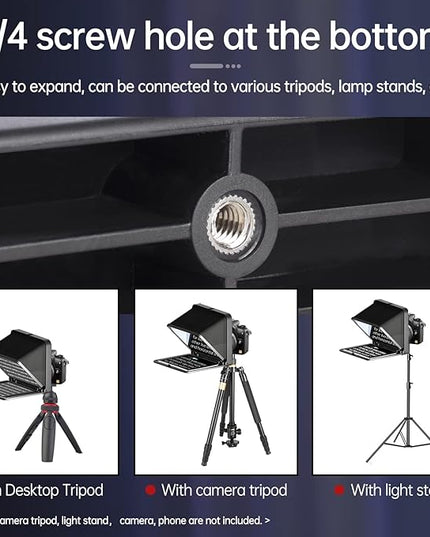 LENSGO Portable Teleprompter for iPad Tablet Smartphone DSLR Camera 7.9'', APP Compatible with iOS & Android System for Online Teaching Vlog Live Streaming Interview (TC7 for phond/ipad/Camera)
