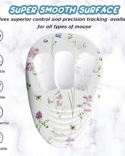 Floral Ergonomic Mouse Pad Wrist Support, Pretty Flowers Mouse Pad with Wrist Rest, Foam Massage Design & Non-Slip PU Base MousePads for Pain Relief, Desk, Office, Home