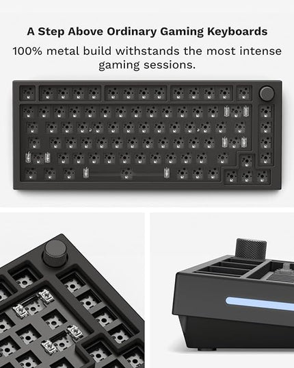 Glorious Gaming GMMK PRO 75% Barebones Black (Frame Only) - Modular Mechanical Gaming Keyboard, TKL Size (75%), 3.3lb Frame, RGB, Fully Customisable, 5-Pin Switch Support