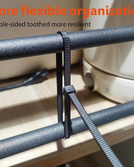 Zip Ties Assorted Size,8+12+14+18 Inch Double Sided Toothed,100 LBS Tensile Strength Heavy Duty Cable Wire Ties With Self-Locking Adjustable More Durable Nylon Tie Wraps for Indoor Outdoor（400 Pack）
