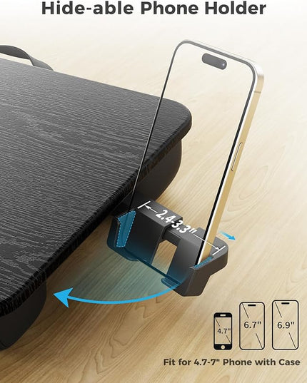 SAIJI Laptop Lap Desk, Portable Laptops Tray with Cushion, Drawer Storage, Phone Holder, Carry Handle, Phone Holder- Computer Laptop Stand for Bed Fits Up to 15.6 Inch Laptops
