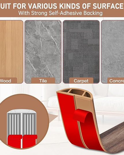 Floor Cord Cover Self Adhesive Cord Hider Floor Extension Cord Covers for Floor Power Cord Protector Cable Management Prevent Cable Trips Cable Cavity 0.47" W x 0.27" H (Smoked Brown Wood, 3.3Ft)