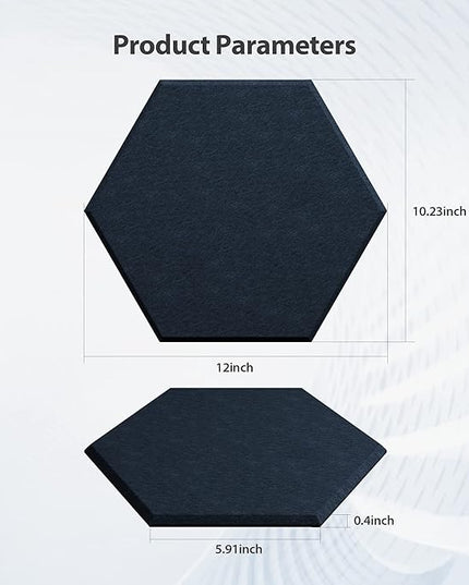12 Pack Acoustic Panels Self Adhesive Sound Proof Foam, High Density Sound Acoustic Panel, 12X10.23X0.4 Inch Hexagon Panels in Home, Office, Reccording Room, Studio,and more(Dark Blue)