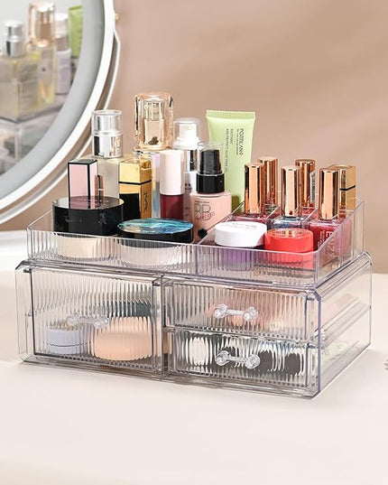 ZHIAI stackable storage drawer, cosmetics storage box, cosmetics and beauty product storage organizer, suitable for makeup room, bathroom, storage room