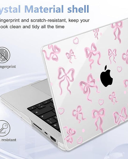 May Chen Case for MacBook Pro 14 inch, Models A2442 A2779 A2918 A2992 A3401 A3185 A3112 A3434, M1 M2 M3 M4 M5 Chip (2021-2025 Release), Plastic Hard Shell Case with Keyboard Cover, Heart Bow