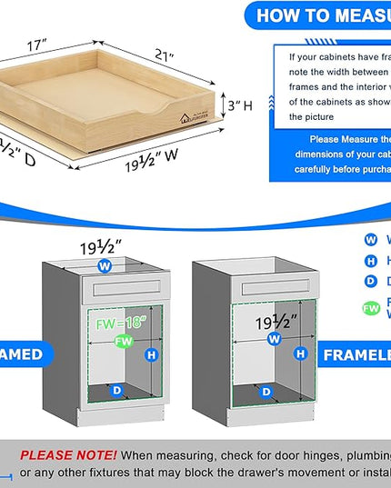 WelFurGeer Soft Close Pull Out Drawers for Cabinets, 17" W x 21" D Pull Out Cabinet Drawer with Heavy Duty Slides, Pull Out Cabinet Organizer, Cabinet Pull Out Shelves, Pull-Out Home Organizers