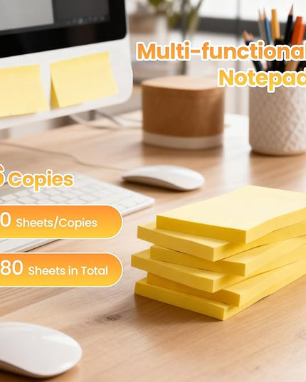 480 Sheets 3 in x 5 in Large Sticky Notes, 76 x 127 mm 6 Pads Classic Yellow Self-Stick Pads for Notebook,Office,School and Home,80 Sheets/Pad (6 Pads Yellow)