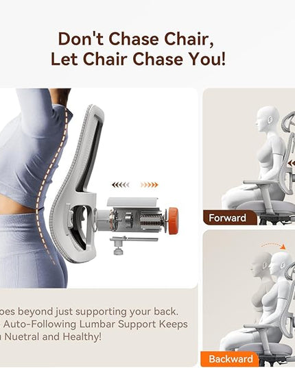 Newtral Ergonomic Office Chair with Adaptive Lumbar Support- High Back Desk Chair with Adjustable Headrest, 3D Armrest, Adjustable Seat Depth & Height, Home Office