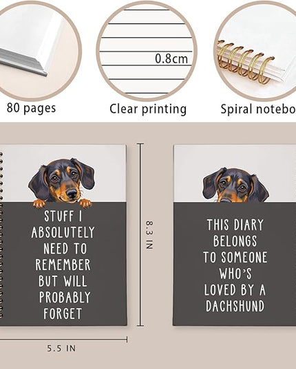 LIANGW Funny Dachshund Gifts for Women & Men, Dachshund Spiral Notebook Journal, Weiner Dog Gifts, Sausage Doxie Dog Gift, 5.5x8.3 Inch