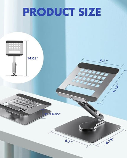 GuaziV 360° Rotating Tablet Stand - Adjustable iPad Tablet Holder for Desk, Foldable iPad Swivel Stand for Home & Office (Charcoal Gray)