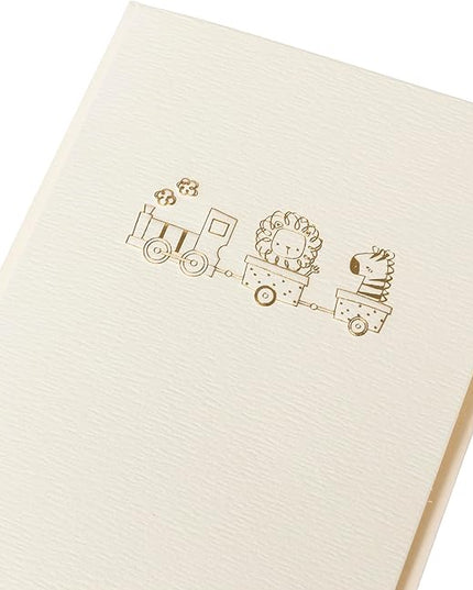 Graphique Baby Train Cards, Pack of 10 Cards with Envelopes, Newborn Greeting, Congratulations to New Parents, Blank Inside, Gold Foil Embossing, La Petite Press Collection Boxed Set, 3.25" x 4.75"