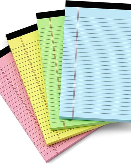 Colored Legal Pads 5x8, 4 Pack, Lined Note Pads 5x8 College Ruled, Note Paper 5x8, Pink Notebook Paper 5x8 Colored Notepads, Pink Legal Pads 5x8 Lined Paper, 80 GSM Pastel Pads of Paper, 30 Sheets/Pad