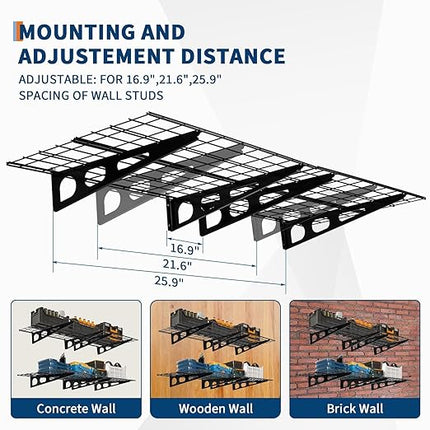 Garvee 2 Pack 2x6 ft Garage Storage Shelving Wall Mounted, 24 in-by-72 Wall Shelf Garage Storage Rack Floating Shelves, Wall Shelves Storage Garage for Warehouse,Tool Room,Kitchen Laundry,Garage ﻿
