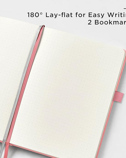 &And Per Se Dotted Journal Notebook, A5 Hardcover Leather Bullet Dotted Journal, 160 Pages 100GSM Thick Paper, 3 Sheets of Stickers Included - 5.7'' x 8'' (Rose pink)