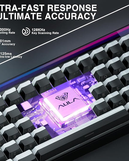 AULA Hero 68 HE 60% Gaming Keyboard Wired, Hall Effect Magnetic Switch Keyboard with 8K Hz Polling Rate, Side Printed PBT Keycaps, RGB Backlit Light Box, Customizable Web Software for PC/Mac Gamers