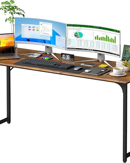 PayLessHere | 63 Inch Computer Desk | Vintage | Office Desk with Metal Frame, Adjustable Feet | Water-Resistant, Scratchproof Surface | Sturdy Writing Table for Home Office or Study | Pack of 1