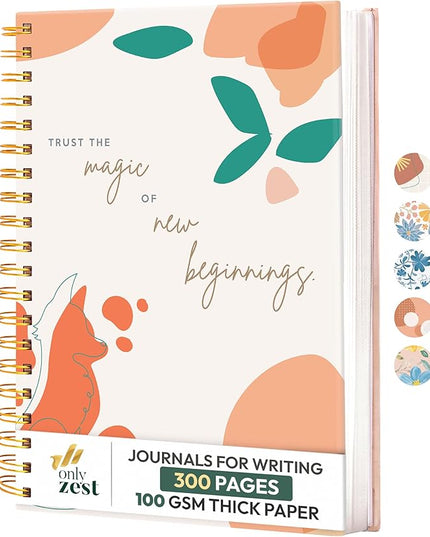 Hardcover Spiral Journal, 10.25" x 7.25", 300 Pages Large College Ruled Notebook for Women, Ideal for Writing, Journaling, Note-Taking, Work, Back to School Gifts for Students