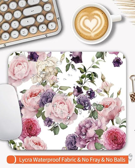 Square Mouse Pad Floral Roses,Personalized Premium-Textured Custom Mouse Mat Design,Washable Mousepad Cloth,Non-Slip Rubber Base Computer Mouse Pads for Wireless Mouse