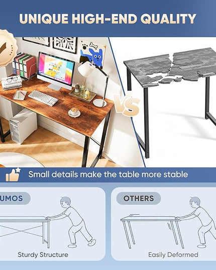 DUMOS 55 Inch Office Computer Desk Modern Simple Style Writing Study Work Table for Home Bedroom - Wood Brown