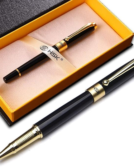 HSK Ballpoint Pens Luxury gift Pen Black Refill Line width 0.5mm,Best Ball Pen Gift Set for Men & Women Professional Executive,Office,Nice Pens Classy Gift Box (Black)