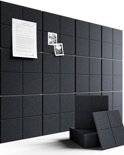 Fluxynara Large Felt Bulletin Board 48" x 36" Cork Board Alternative-12 Pack with 70 Safe Removable Adhesive Tabs, Cork Boards for Walls for Home Office Classroom Pin Board-Deep Charcoal Blue