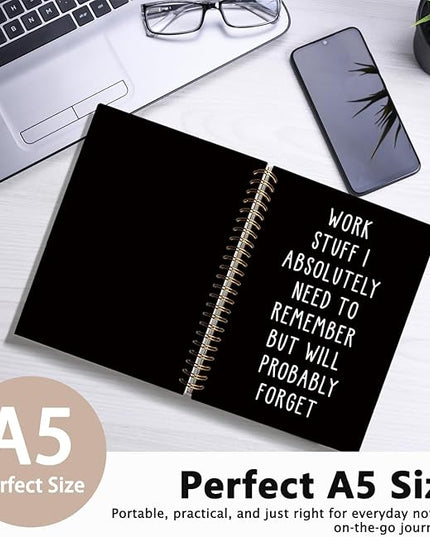 LIANGW Funny Notebooks Journal, Sarcastic Notebooks for Work, Funny Office Gifts for Coworkers, Funny Notebooks for Work, Office Humor Gifts, Black Hardcover Spiral Notebook, 5.5x8.3 Inch