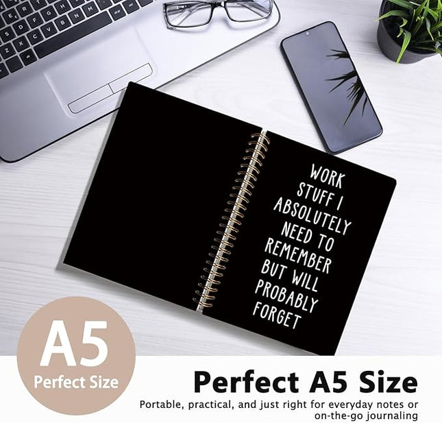 LIANGW Funny Notebooks Journal, Sarcastic Notebooks for Work, Funny Office Gifts for Coworkers, Funny Notebooks for Work, Office Humor Gifts, Black Hardcover Spiral Notebook, 5.5x8.3 Inch