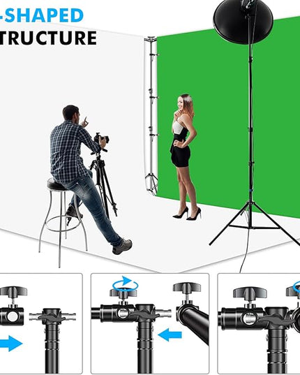 SLOW DOLPHIN Photo Video Studio 20ft (Wide) x 10ft (Tall) Heavy Duty Adjustable Width & Length Photography Backdrop Stand Background Support System Kit with Spring Clamps , Backdrop Clips, Carry Bag