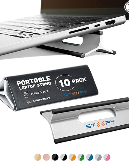 Steepy Portable Laptop Stand for Desk – Adjustable Height, & Portable Laptop Holder – Ergonomic Computer Stand for Cooling & Comfort – Slip-Proof, Sturdy Design – Universal Fit for 13-17 Inch Devices