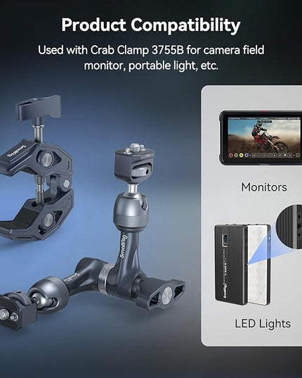 SMALLRIG 7" Rosette Magic Arm, Camera Monitor Mount, Articulating Arm with 1/4"-20 Screws and Anti-Twist Pins, Max Load Capacity 3.5kg Friction Arm, for Cameras, Monitors, LED Lights and Phones