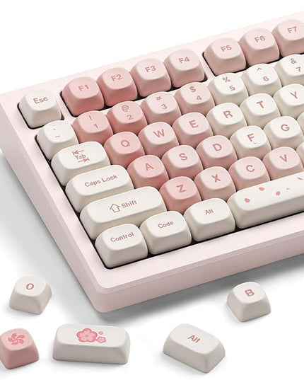 XVX Keycaps - Pink Cute PBT Keycaps, MOA Profile Key caps 60 65 75 100 Percent, Dye-Sublimation, Custom 142 Keys Set for 100%, 75%, 65%, 60% Mechanical Keyboard